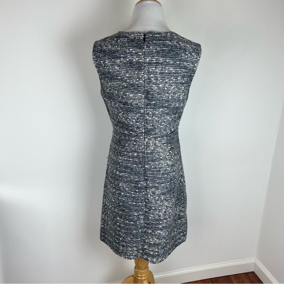 Diane Von Furstenberg Carpreena Tweed Shift Dress Gray Metallic Silver Size 6 - Picture 4 of 9